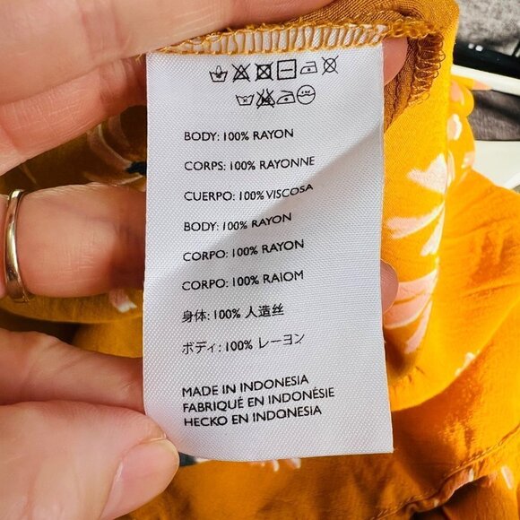 Faithful the brand Kamares floral prints Flowy midi skirt, mustard yellow, Sz 4 - Picture 8 of 8